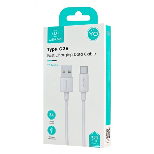 USAMS καλώδιο USB-C σε USB US-SJ708, 3A, 480Mbps, 1m, λευκό