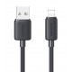 USAMS καλώδιο Lightning σε USB US-SJ689, 2.4A, 480Mbps, 1m, μαύρο