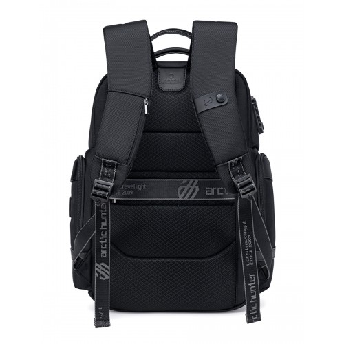 ARCTIC HUNTER τσάντα πλάτης B00682 με θήκη laptop 15.6", USB, λουκέτο TSA, 23.5L, μαύρη
