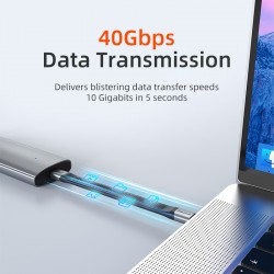 CABLETIME καλώδιο USB-C CT-FU4-AG, flat, 240W, 40Gbps, 8K/60Hz, USB4, 0.15m, μαύρο