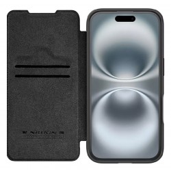 NILLKIN θήκη Qin Prop Leather για iPhone 16, δερμάτινη, μαύρη