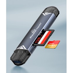 POWERTECH card reader PT-1343 για SD & micro SD, USB 3.2, 5Gbps, γκρι