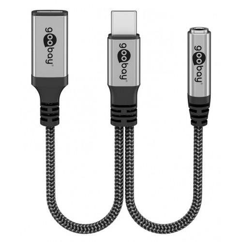 GOOBAY αντάπτορας USB-C σε 3.5mm & USB-C 74524, 60W, 480Mbps, γκρι
