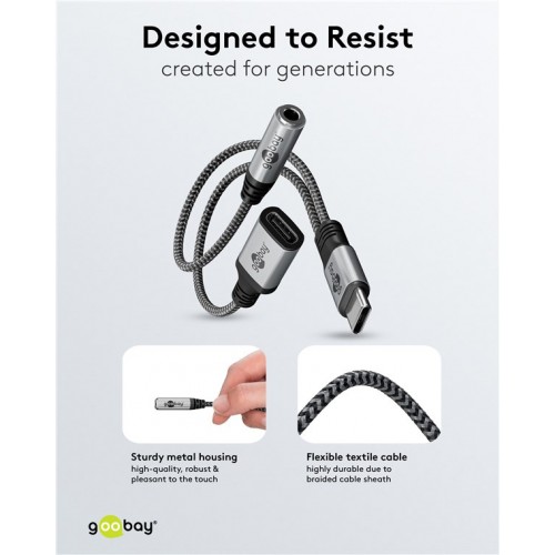 GOOBAY αντάπτορας USB-C σε 3.5mm & USB-C 74524, 60W, 480Mbps, γκρι