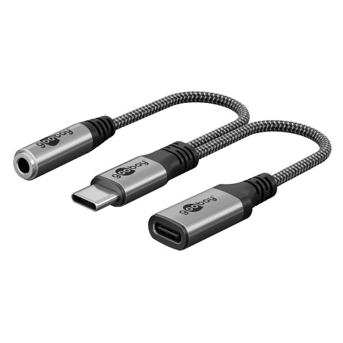 GOOBAY αντάπτορας USB-C σε 3.5mm & USB-C 74524, 60W, 480Mbps, γκρι