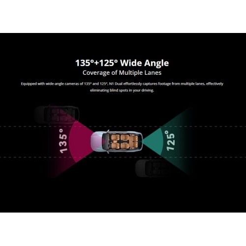 DDPAI smart σετ καμερών αυτοκινήτου N1 Dual, 1296p/1080p, WiFi