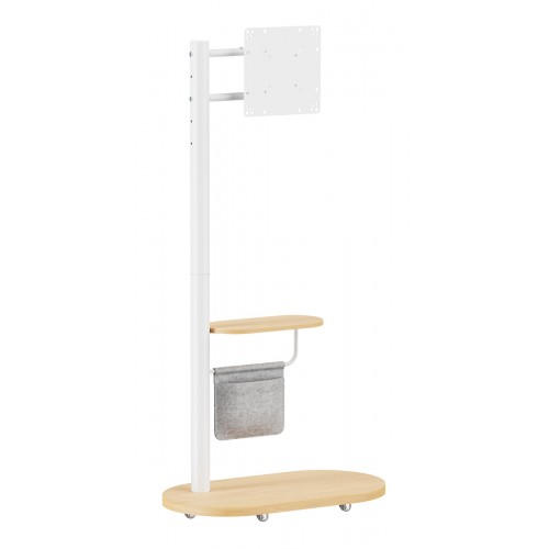 BRATECK βάση τηλεόρασης δαπέδου FS54-22T-02W, 17-43", έως 15kg, με ράφι & ροδάκια, λευκή