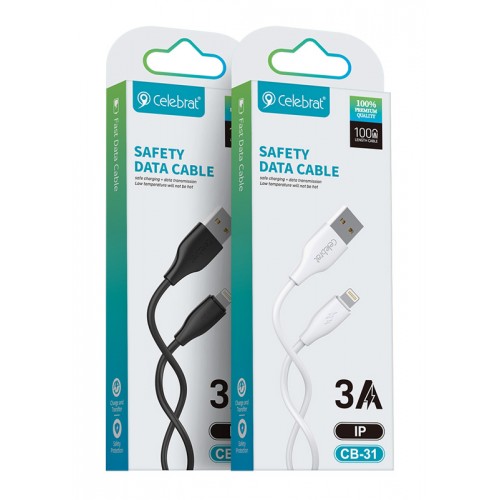 CELEBRAT καλώδιο Lightning σε USB CB-31, 3A, 480Mbps, 1m, λευκό