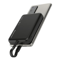 POWERTECH power bank PT-1376 με καλώδιο, 10000mah, magnetic wireless, 20W, μαύρο