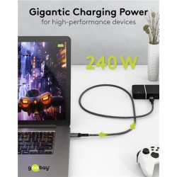 GOOBAY καλώδιο USB-C 74212, USB4, 240W, 40Gbps, 8K/60Hz, 1.5m, γκρι