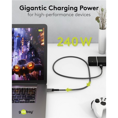 GOOBAY καλώδιο USB-C 74212, USB4, 240W, 40Gbps, 8K/60Hz, 1.5m, γκρι