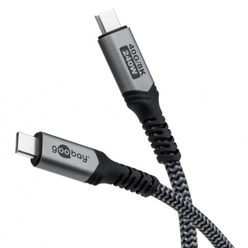 GOOBAY καλώδιο USB-C 74212, USB4, 240W, 40Gbps, 8K/60Hz, 1.5m, γκρι