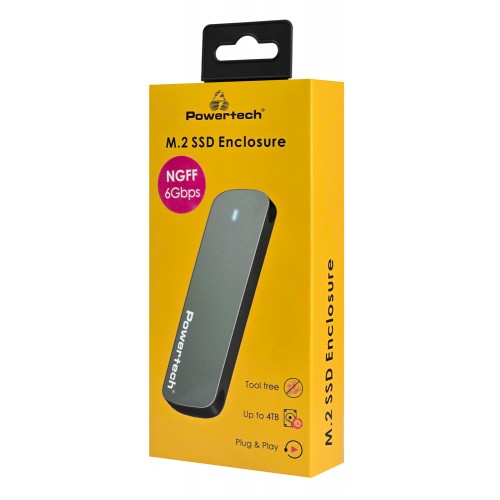 POWERTECH θήκη για M.2 SATA SSD PT-1374, 6Gbps, γκρι