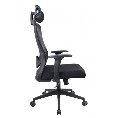 POWERTECH καρέκλα γραφείου PT-1390 με μπράτσα και ανάκλιση, ρυθμιζόμενο ύψος, μαύρη