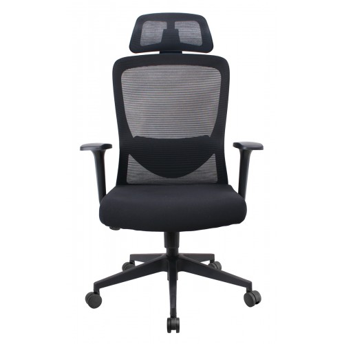 POWERTECH καρέκλα γραφείου PT-1390 με μπράτσα και ανάκλιση, ρυθμιζόμενο ύψος, μαύρη