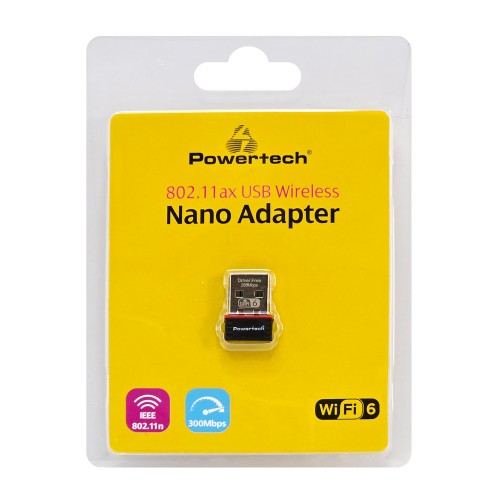 POWERTECH ασύρματος USB αντάπτορας δικτύου PT-1383, 300Mbps WiFi 6