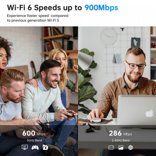 POWERTECH ασύρματος USB αντάπτορας δικτύου & Bluetooth 5.3 PT-1386, 900Mbps WiFi 6