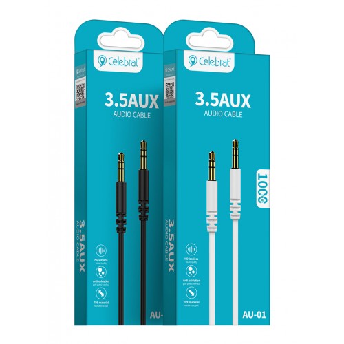 CELEBRAT καλώδιο ήχου 3.5mm AU-01, AUX, 1m, μαύρο