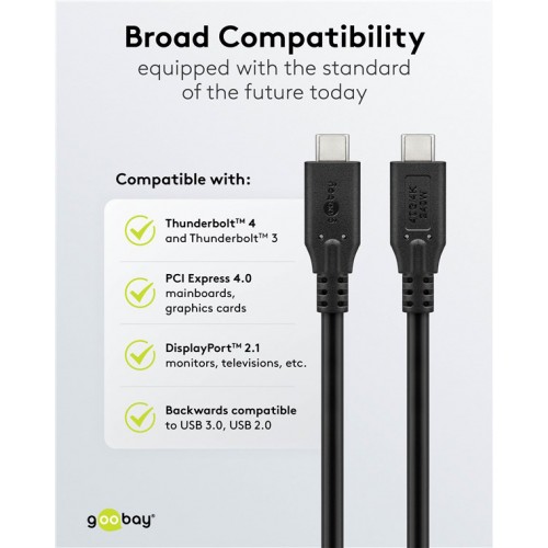 GOOBAY καλώδιο USB-C 74183, USB4, 240W, 40Gbps, 8K/60Hz, 1m, μαύρο