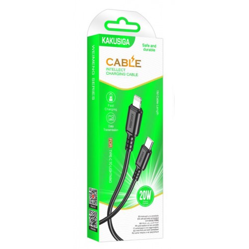 KAKUSIGA καλώδιο Lightning σε USB-C KSC-982, 20W, 480Mbps, 1m, μαύρο
