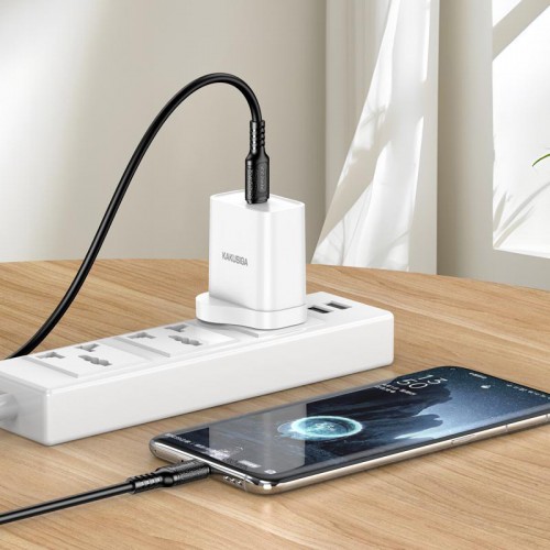 KAKUSIGA καλώδιο USB-C σε USB-C KSC-984, σιλικόνης, 60W, 480Mbps, 1m, μαύρο