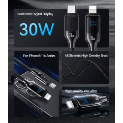 USAMS καλώδιο Lightning σε USB-C SJ741, 30W, 480Mbps, 1.2m, μαύρο