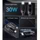 USAMS καλώδιο Lightning σε USB-C SJ741, 30W, 480Mbps, 1.2m, μαύρο