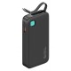USAMS power bank CD224 με καλώδιο USB-C, 2x θύρες εξόδου, 10000mAh, 20W, μαύρο