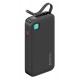 USAMS power bank CD225 με καλώδιο Lightning, 2x θύρες εξόδου, 10000mAh, 20W, μαύρο