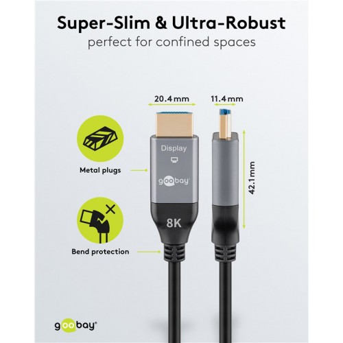 GOOBAY καλώδιο HDMI 2.1 76277 με Ethernet, AOC, 8K/60Hz, 48 Gbps, 40m, μαύρο
