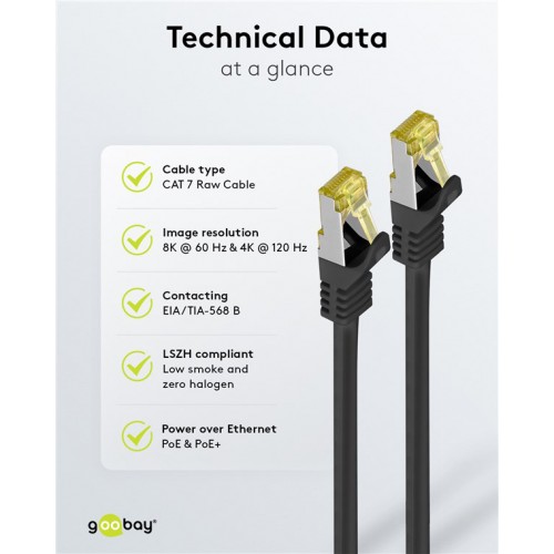 GOOBAY καλώδιο δικτύου 91626, CAT 7 S/FTP, copper, 500MHz, 5m, μαύρο
