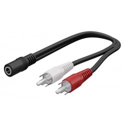GOOBAY καλώδιο 3.5mm θηλυκό σε 2x αρσενικό RCA 50092, 0.2m, μαύρο
