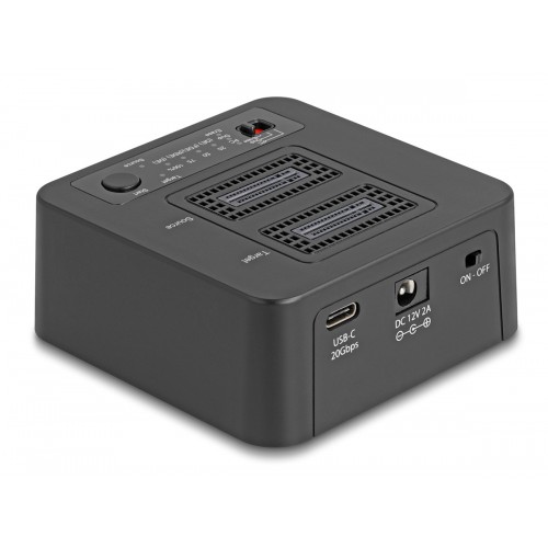 DELOCK docking station για M.2 NVMe SSD 64300, 2 θέσεων, 20Gbps, clone/erase function, μαύρο