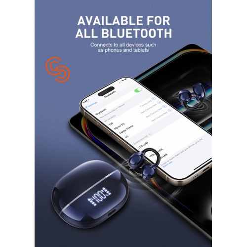 LDNIO earphones με θήκη φόρτισης T09, OWS, Φ10mm, 35/400mAh, μπλε