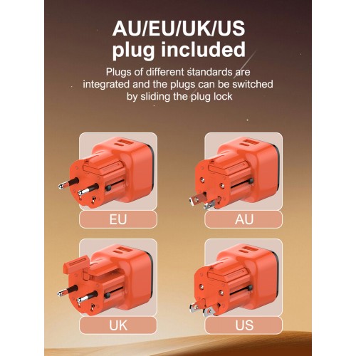 LDNIO φορτιστής τοίχου Q2420 με καλώδιο, USB/USB-C, 45W, universal πρίζα, πορτοκαλί