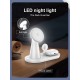 LDNIO ασύρματος φορτιστής WL01 με LED φωτισμό, 3 σε 1, 15W, λευκός