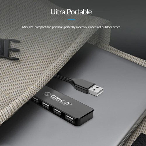 ORICO USB hub FL01, 4x θυρών, USB 2.0, 480Mbps, USB σύνδεση, μαύρο