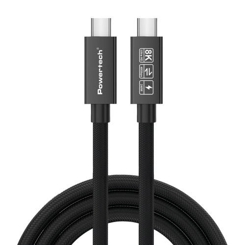 POWERTECH καλώδιο USB-C PTR-0165, USB4, 240W, 40Gbps, 8K/60Hz, 1m, μαύρο