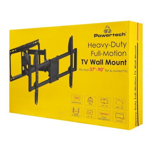 POWERTECH επιτοίχια βάση τηλεόρασης PT-1423, 37-90", 75kg, heavy duty, full motion