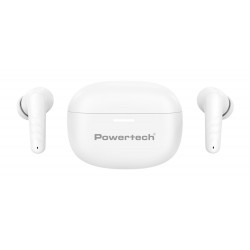 POWERTECH earphones με θήκη φόρτισης PT-1432, True Wireless, 35/300mAh, λευκά