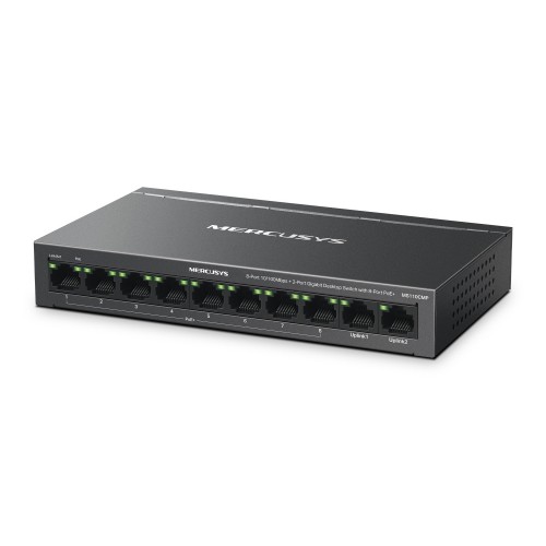 MERCUSYS Desktop Switch MS110CMP, 8x 10/100Mbps PoE+, 2x Gigabit, Ver. 1.0