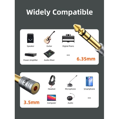 CABLETIME αντάπτορας ήχου 6.3mm σε 3.5mm CT-6M3F-AG, gold plated, γκρι