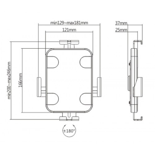POWERTECH επιτοίχια βάση tablet PT-1447, αντικλεπτική, 7.9-11", μαύρη