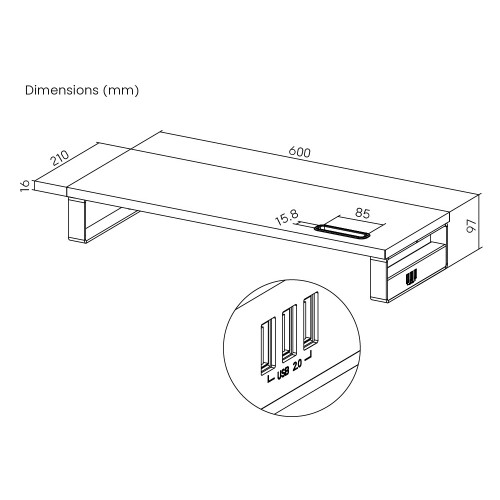 BRATECK επιτραπέζια βάση για οθόνη/laptop STB-118 με 3x USB θύρες, 17-32", έως 20kg, μαύρη