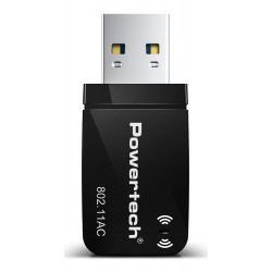 POWERTECH ασύρματος USB αντάπτορας δικτύου PT-1450, 1300Mbps dual band WiFi