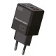 POWERTECH φορτιστής τοίχου PT-1499 με οθόνη, USB/USB-C, 35W, GaN, μαύρος
