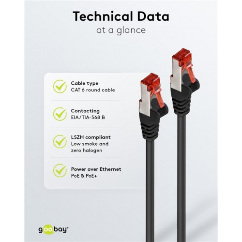 GOOBAY καλώδιο δικτύου 68695, CAT 6 S/FTP, copper, 250MHz, 15m, μαύρο