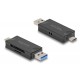 DELOCK card reader 91020 για SD & micro SD, USB/USB-C σύνδεση, 5Gbps, μαύρο