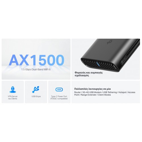 TP-LINK Travel Router TL-WR1502X, AX1500 Wi-Fi 6, Dual Band