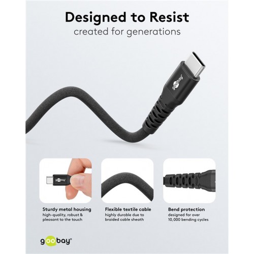 GOOBAY καλώδιο USB-C 73954, 60W, 480Mbps, 2m, μαύρο